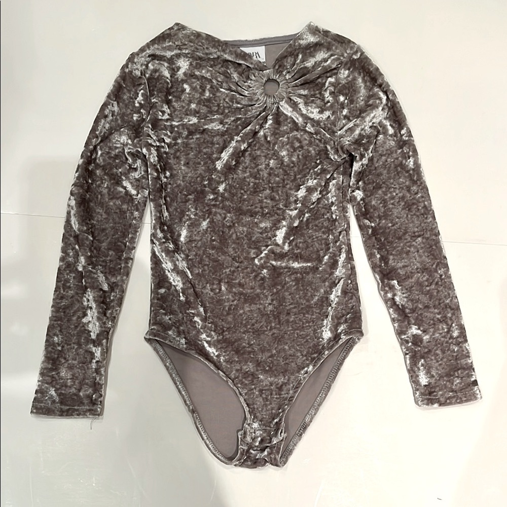 Gray Velvet Kids One Piece Body suit.